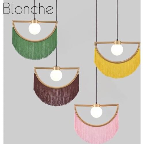 Nordic Ins Tassel Pendant Light Gold Metal Glass Bedside Dining Room Kitchen Hanging Lamp Restaurant Cafe Suspension Luminaire