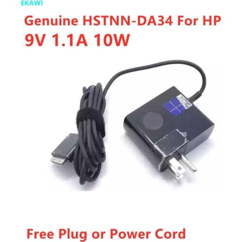 Genuine 9V 1.1A 10W HSTNN-DA34 HSTNN-LA34 Power Supply AC Adapter For HP ElitePad 900 G1 Z2760 1000 G2 N2S50UA Laptop Charger