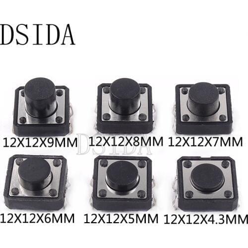10PCS PCB Tactile Tact Mini Push Button Switch DIP 4pin Micro switch 12*12*4.3/5/6/7/8/9 MM 12X12X4.3MM 5MM 6MM 7MM 8MM 9MM