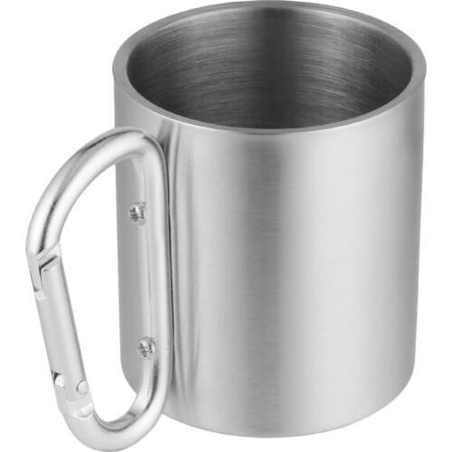 Outdoor Stainless Steel Water Tea Coffee Mug Self Lock Carabiner Handle Cup For Camping Hiking Climbing Portable