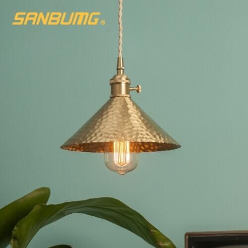 SANBUMG Vintage Pendant Lights American Simple Copper Bedside Lamp Hanglamp Restaurant Bar Porch Cloakroom Hanging Light