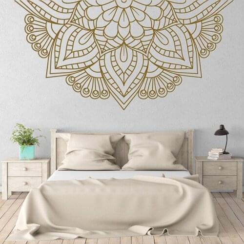 Gold Half Mandala Wall Stickers Murals Vinyl Sacred Geometry Mandala Art Spheres Decals Yoga Meditation Decoration Poster DW7866