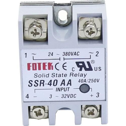 1pcs SSR-40AA 40 AA Solid State Relay Module 80-250V AC Input 24-380VAC 40A