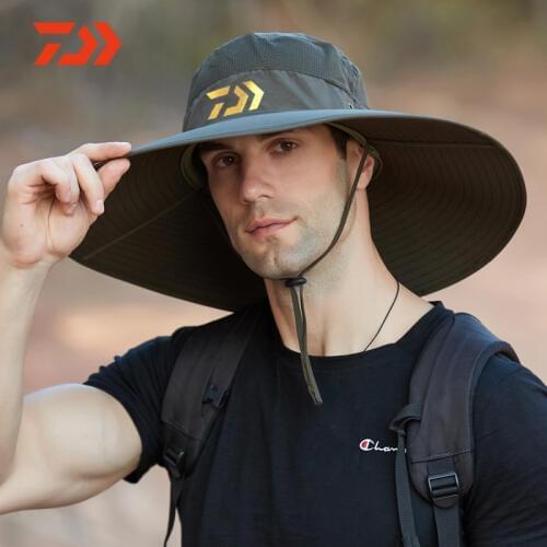 2020 Daiwa Fishing Hat Big Brim Summer Sunshade Hat Waterproof Outdoor Sports Sun Hat Sun Protection Hiking Hat Anti-UV Cap