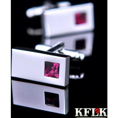 4 Color KFLK 2020 Luxury shirt cufflinks for mens Brand cuff buttons Purple Crystal cuff link High Quality abotoaduras Jewelry