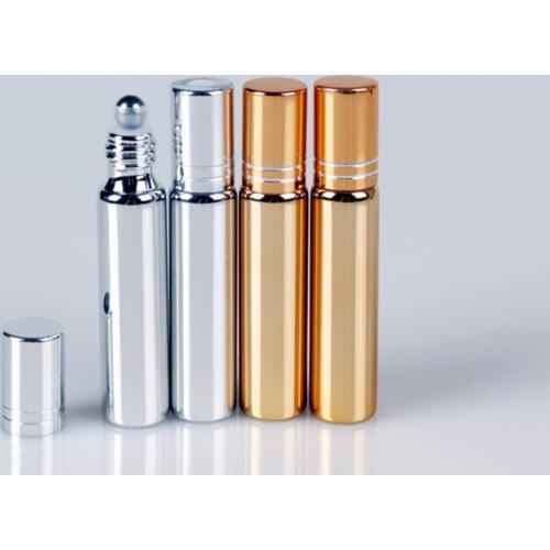 500pcs/lot Fast shipping 10ml UV Roll On Bottles For Essential Oil In Refillable Bottles Metal Roller Ball Perfume Bottle