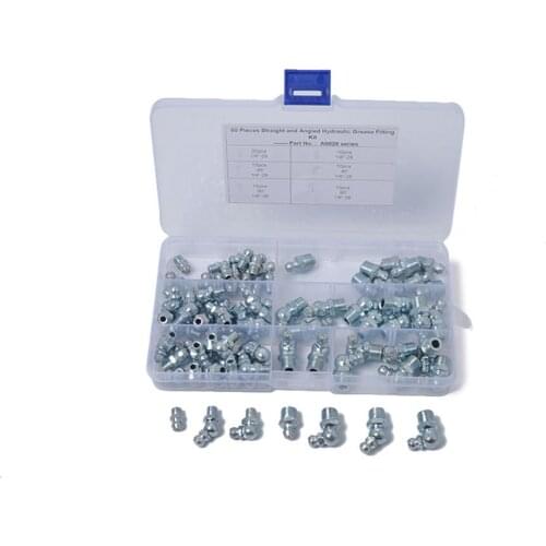 80 Pieces/Box Hydraulic Grease Zerk Fitting SAE Kit Straight 90 45 Degree Nipples Fitting BSP UNF M6 M8 M10