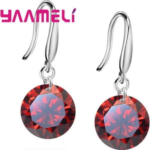 Promotions!! Good Quality 925 Sterling Silver 10MM Shining Crystal Woman Girl Candy Hook Dangle Earrings Gifts Colors