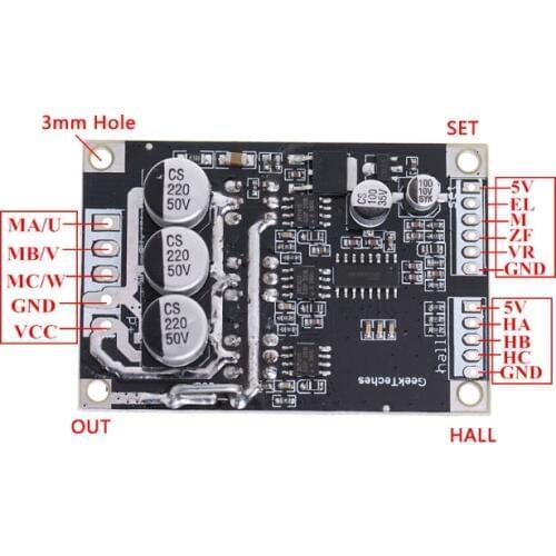 15A 500W DC12V-36V Brushless Motor Speed Controller BLDC Driver Board with Hall