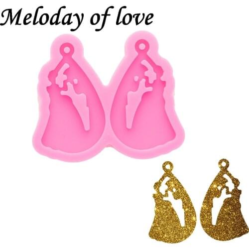 Shiny Girls wedding Dress earrings Mold, DIY Epoxy Resin Silicone Molds, Resin Crafting Mold Supplies for jewelry DY0930