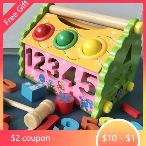 Baby Montessori Toys Multifunctional Time Shape Matching Box Disassembly House Screw Assembly Educational Toys For Children