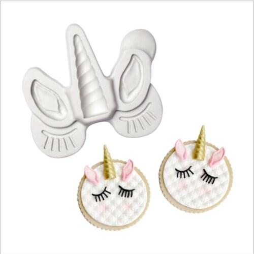 Unicorn Ear Eye Horn Silicone Mold Cupcake Decoration Fondant Mold DIY Party Cake Decorating Tool Candy Chocolate Mould