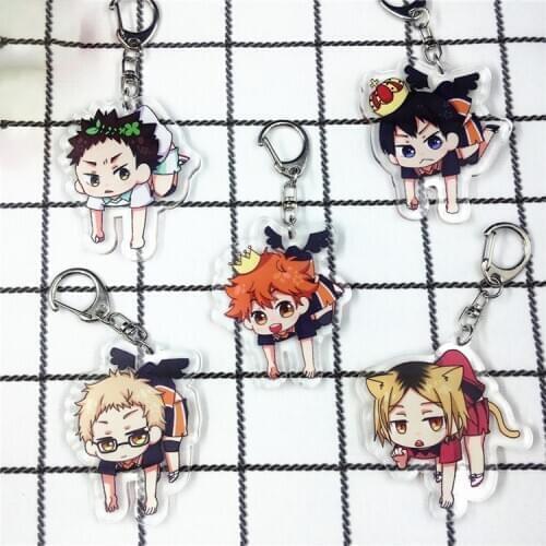 Haikyuu Keychain Hinata Shouyo Tobio Kageyama Kozume Kenma Oikawa Tooru Nishinoya Key Chain Volleyball Figure Key Holder