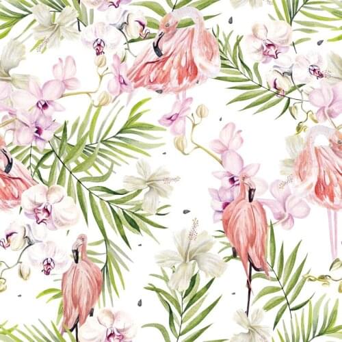 Laeacco Tropical Pink Flamingo Birthday Party Tree Leaves Photophone Poster Banner Portrait Photo Background Photo Backdrops