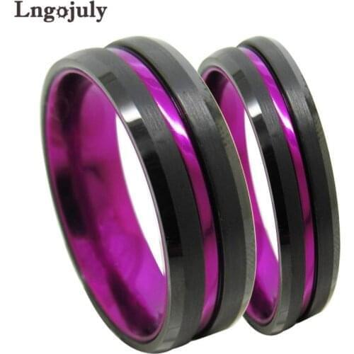 Fashion Purple&Black Couple Ring Tungsten Carbide Ring Wedding Ring Jewelry Engagement Wedding Tungsten Ring For Men Women Gifts