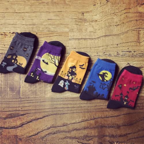 5 Pairs/Lot Women Cotton Socks Halloween Harajuku cute Character Totoro Alien Novelty Design Funny Socks girl High Quality Socks