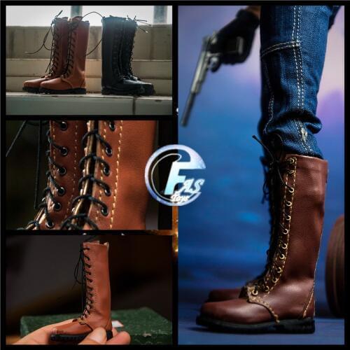 New 1/6 Scale Man Figure Shoes Long Boots Shoes Model Solid Inside with Feet for 12 inches Action Figure Body Toy