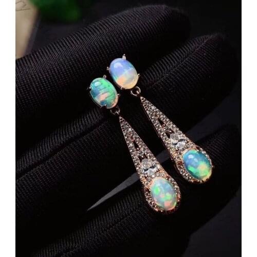 New Sweet Opal Stud Earrings For Women Pretty Small Ear Jewelry 925 sterling silver Female Earrings