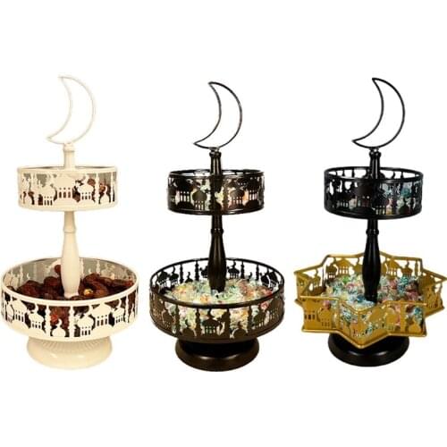 Wedding Cake Stand Plastic 2 Layers Cupcake Holder Dessert Display Rack Plate Serving Platter for Ramadan Moon Parties