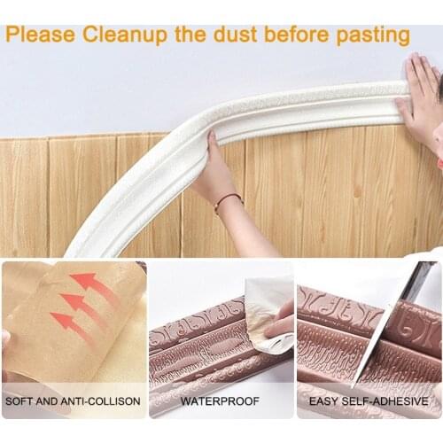 Embossed Corner Line 3D Foam Wall Waist Line Waterproof Border Self-adhesive 77cm Wall Edge Strip Decor Wall Sticker