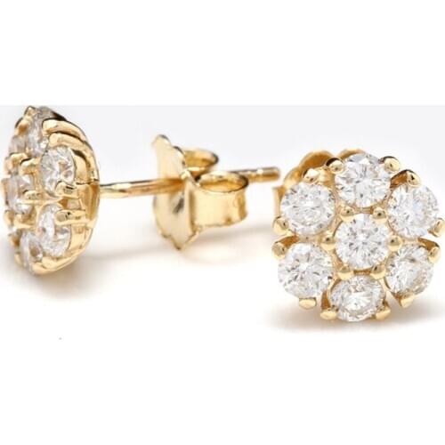 Huitan Luxury Gold Color Brilliant Cubic Zirconia Stud Earrings for Women Dainty Small Female Earring Fine Gifts Classic Jewelry