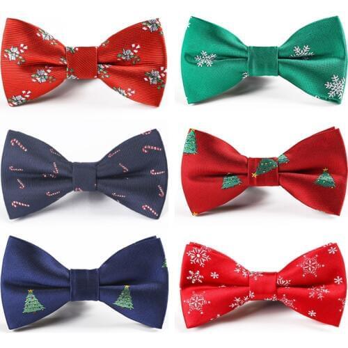 Christmas Boys Bow Ties Snowflake Fashion Party Tree Pattern Bow Tie for Children Kids Gifts Red Blue Bowtie