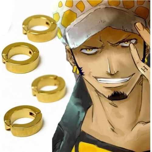 Popular Earrings CosplayTrafalgar Law Stainless Steel Earrings No Pierced Earrings Steel One Piece Earring Anime Fans Earrings