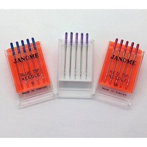 Janome Sewing Machine Blue Tip Needle Size 11 Purple Tip Needles 14 Red Tip 14