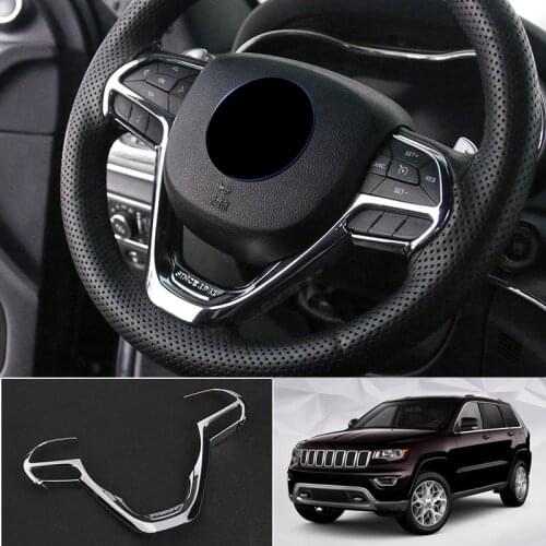 Car Styling 1PCS ABS Chromed Interior Steering Wheel Decoration Cover Trim For Jeep Grand Cherokee 2014 2015 2016 2017 2018