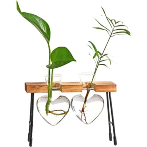 Glass Vase Hydroponic Plant Vase Vintage Flower Pot Table Desktop Bonsai Heart Shape Home Decoration Wedding