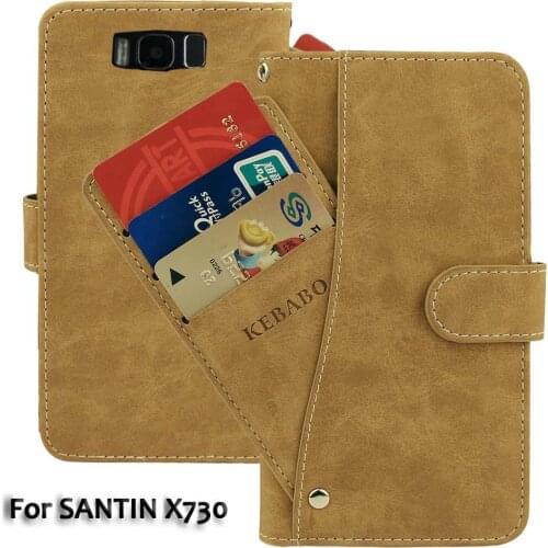 Vintage Leather Wallet SANTIN X730 5.7" Case Flip Luxury Card Slots Cover Magnet Stand Phone Protective Bags