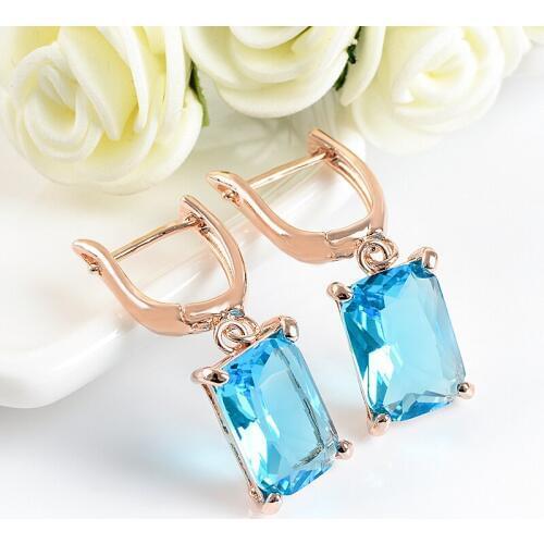 SHUANGR Fashion Earrings For Women Multi-Color CZ Crystal Jewelry Square Shape Unique Style Earrings Wedding Party Gift