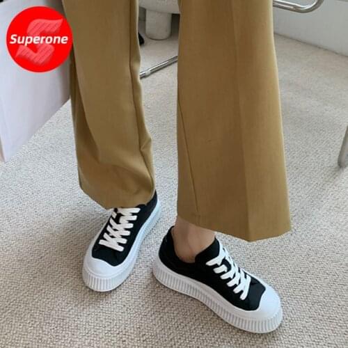 Superone Women Flats Shoes Real Leather Shoes Round Toe Summer Shoes For Women Slip On Lace Up Daily Footwear Size 34-39