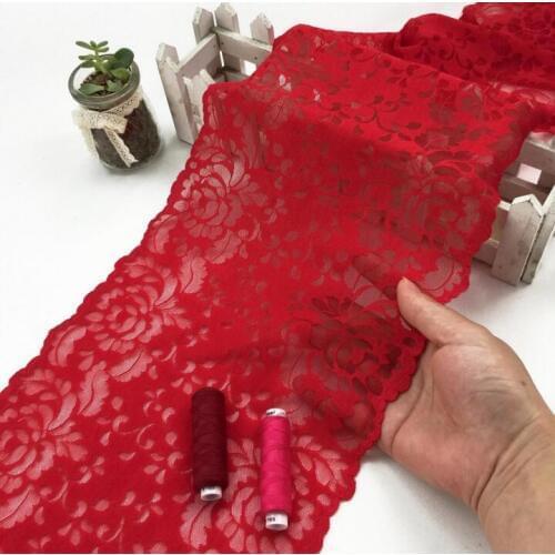 1 Meter/lot 23cm Width Chinese Red Elastic Stretch Lace Trim Sewing/Garment/Clothes Accesories