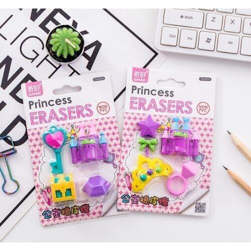 10 set/lot Creative Princess Castle blister-card eraser / rubber eraser suit / student eraser/toy children gift/stationery