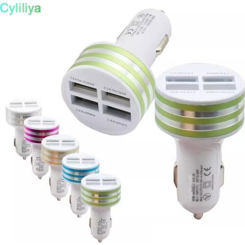 100pcs Universal 4 Port USB Car Charger Adapter For iphone 7 7plus Samsung s8/s8 plus Ship in 1 day