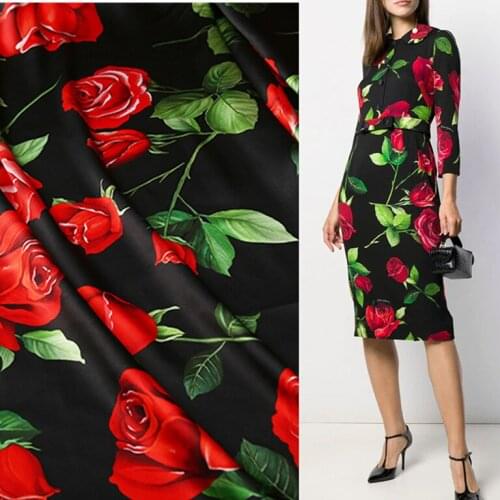 145cm*100cm new digital printing imitation silk chiffon rose silkworm clothing handmade fabric designer fabric by the yard