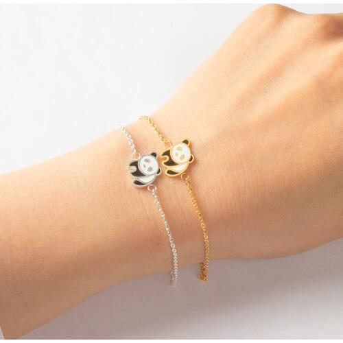 2017 Enamel Animal Panda Bracelet Bear Jewelry Charm Women Stainless Steel Chain & Link Bracelet Friendship Gifts Erkek Bileklik