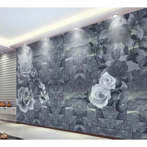 3d bathroom wallpaper Romantic rose 3d brick wall wall mural photo wallpaper Home Decoration mural 3d wallpaper