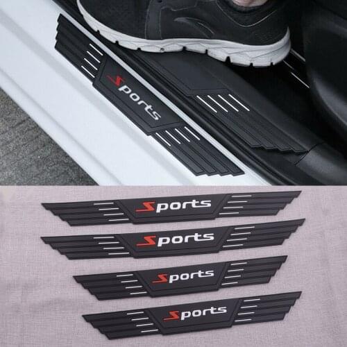 4pcs/Set Flexible Universal Car Door Scuff Plate Sill Cover Panel Step Protector Rubber Strip Accessories