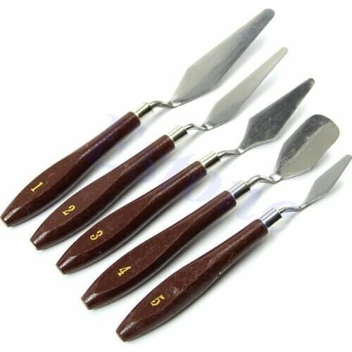 5PCS Professional Steel Artist Oil Painting Art Paint Palette Spatula