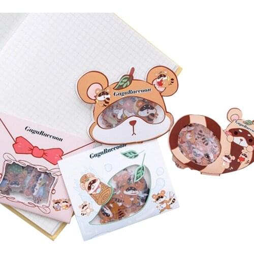 50pcs/pack Kawaii Raccoon PVC sticker Planner Journal DIY Scrapbooking Diary Decoration Notebook Ablums Sticker Gifts for Kids