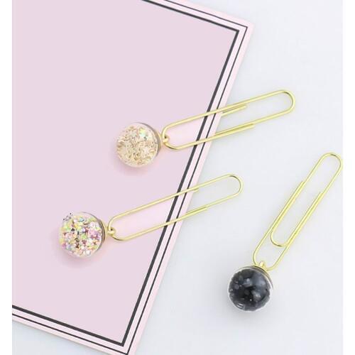 500 PCS Glass Ball Paper Notes Clips DIY Bookmark Metal Binder Clips Notes Letter Paper Clips For Teacher Gift