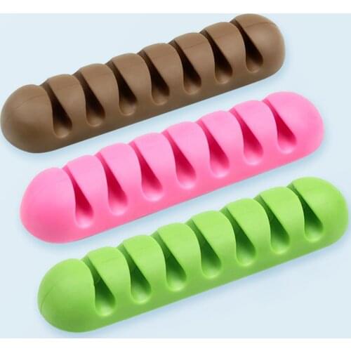7Holes Cable Organizer Silicone USB Cable Winder Flexible Cable Management Clips For Mouse Headphone Earphone Cable Holder hot