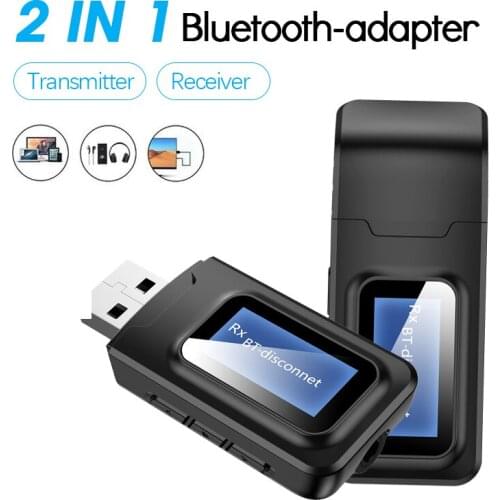 USB Bluetooth-compatible 5.0 Transmission And Reception 2-in-1 TV Computer Audio Bluetooth-compatible Adapter With LCD Screen