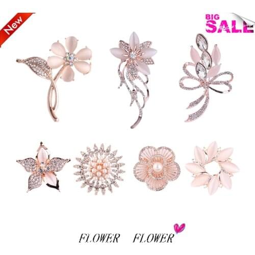 TODOX Brooch Exquisite and lovely cartoon color Crystal-encrusted opal stone FLOWER animal pins Mix model more colors BROOCHES