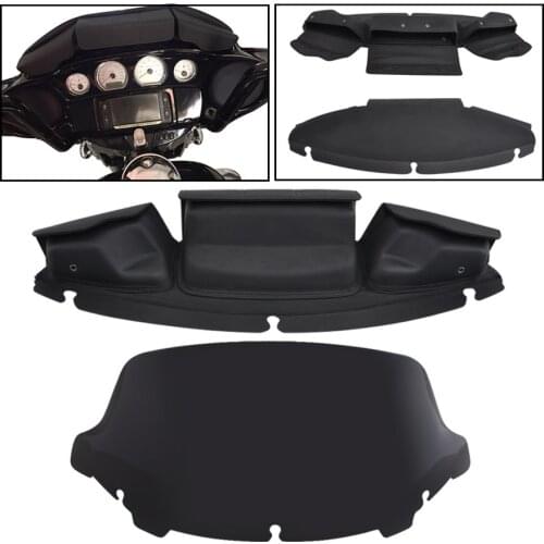 10.5" Black Windshield w/Three-Pocket Fairing Pouch Windshield bag for Touring Electra Glide Street Glide 2014-up Motorcycle