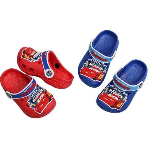 Disney Cars Childrens slippers hole shoes sandals new summer cartoon children indoor and outdoor non-slip soft bottom Baotou