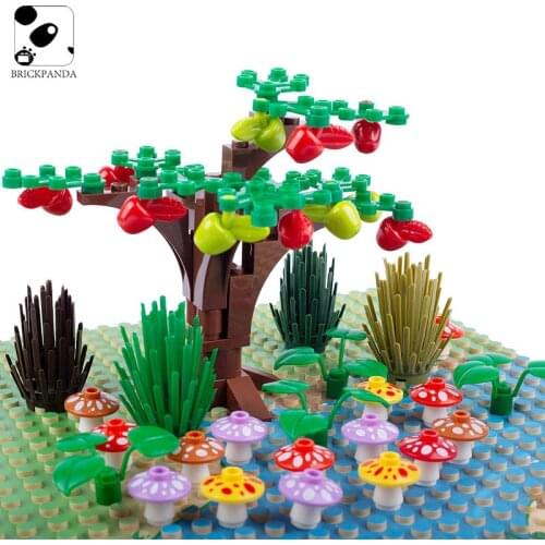 Moc City Plant Mushroom Food Printing Building Blocks Minifigs Holding Tree Scene Accessories DIY Children Educational Toys