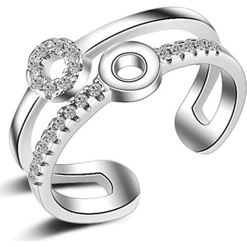 Hot Sale New Jewelry Fashion Shiny Zircon Design 925 Sterling Silver Adjustable Size Rings for Women Christmas Gift Wholesale